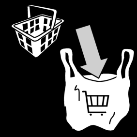 boodschappen in een plastic zak doen